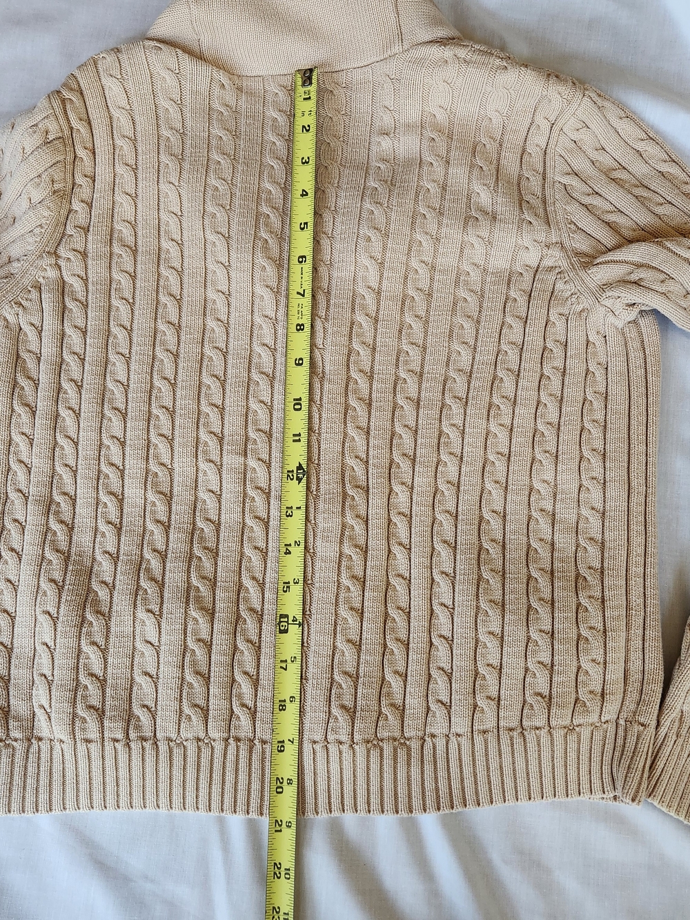 Lauren Ralph Lauren Cream Cable-Knit Shawl Collar Cardigan - Picture 4 of 13
